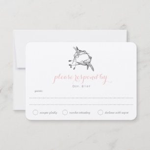 Cartão RSVP Beijo de Beija-flor de Quartzo Rosa Casamento Resp