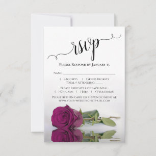 Cartão RSVP Bela Refletindo Casamento Elegante Magenta Rosa