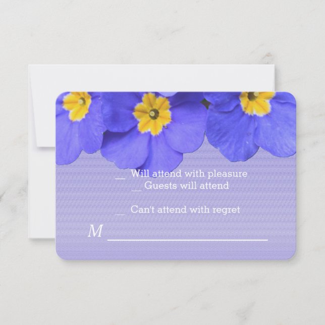 Cartão RSVP belas e elegantes flores de jardim azul casamento  (Frente)