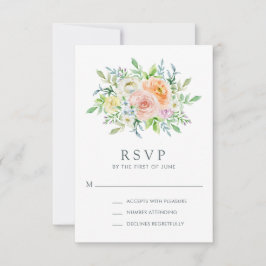 Cartão RSVP Belo Buquê Floral de Aquarela em Tons Pastéis para