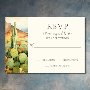 Cartão RSVP Belo Casamento de Cactus Desert Watercolor