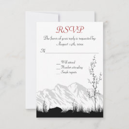 Cartão RSVP Belo Casamento de Montanha Silhouette