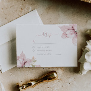 Cartão RSVP Belo Casamento Floral Blush Blush