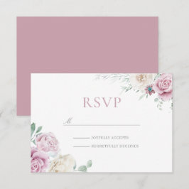 Cartão RSVP Belo Casamento Floral De Branco E Blush Botânico