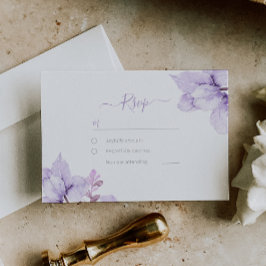 Cartão RSVP Belo Casamento Floral Roxo