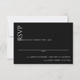Cartão RSVP Belo Casamento Preto e Branco