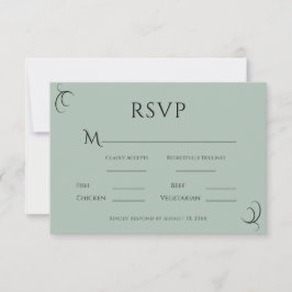 Cartão RSVP Belo Casamento Simples Verde