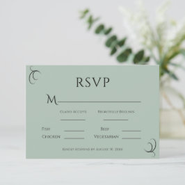 Cartão RSVP Belo Casamento Simples Verde