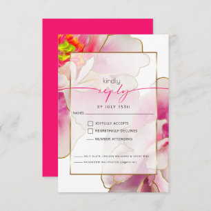 Cartão RSVP Belo Escarlate Peony Escolha