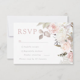 Cartão RSVP Belo Jardim Esmagado e Casamento Floral Branco