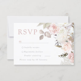 Cartão RSVP Belo Jardim Esmagado e Casamento Floral Branco