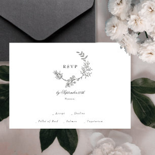 Cartão RSVP Belo Monograma Floral Casamento De Ferro Escrito
