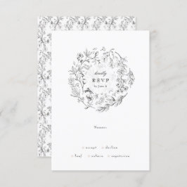 Cartão RSVP Belo Monograma Floral Casamento De Ferro Escrito