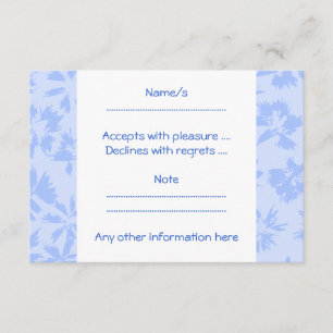Cartão RSVP Belo padrão floral azul claro.