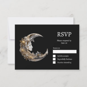 Cartão RSVP Belo rosto no casamento da lua