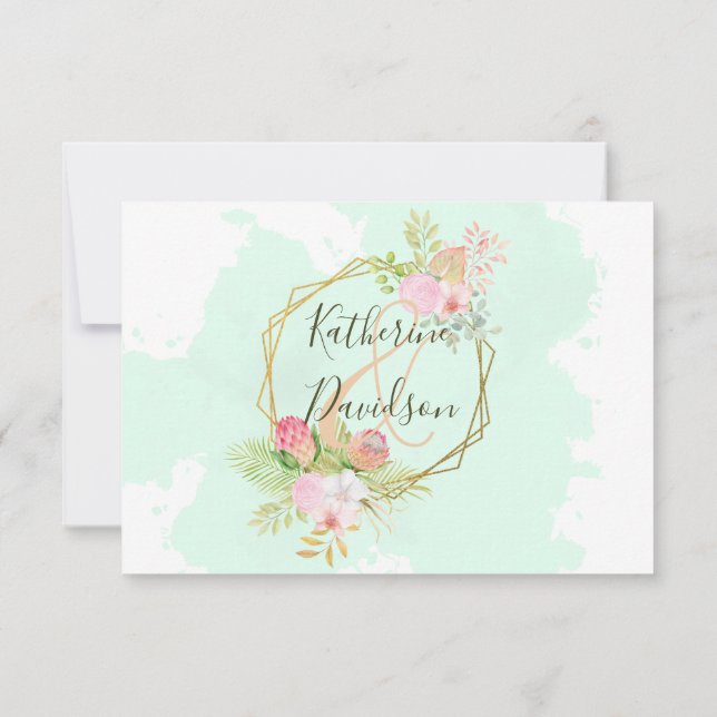 Cartão RSVP Belo Verde limão 💚 Boho Botânico (Verso)