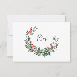 Cartão RSVP Berries de Natal  Escolha das refeições para o c