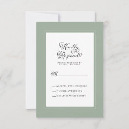Cartão RSVP Bicho Branco Verde do Gabinete de Casamento Elegan