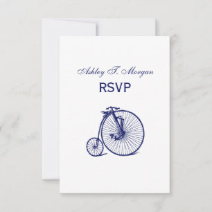 Cartão RSVP Bicicleta Penny Farthing Vintage Velocípede Azul