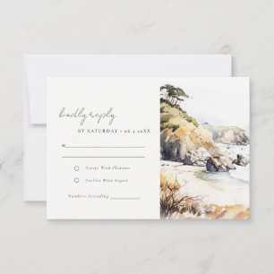 Cartão RSVP Big Sur, Paisagem da Califórnia Aquarela Casamento