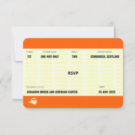Cartão RSVP Bilhete de Trem Inspirado | Confirmação de Presenç