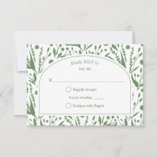Cartão RSVP Biologia Elegante Clássica no Casamento Verde de S