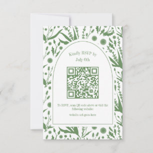 Cartão RSVP Biologia Elegante Clássica no Código QR Verde de S