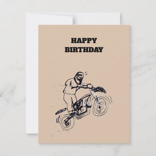 Cartão RSVP Birthday Card for boy with motocross sketch (Frente)