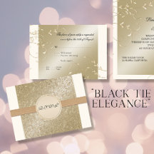 Black Tie Elegance, Champagne Cream Wedes Cards