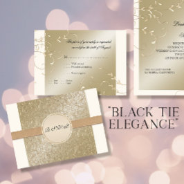 Cartão RSVP Black Tie Elegance, Champagne Cream Wedes Cards