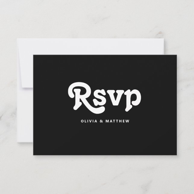 Cartão RSVP Black Tie Minimalist Wedding | Modern Typography (Frente)