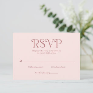Cartão RSVP Blaire Blush Modern Weding Rosa