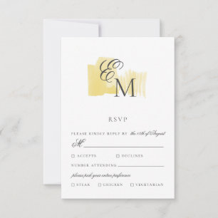 Cartão RSVP Bloco de Aquarela Mínimo com RSV de Casamento Mono