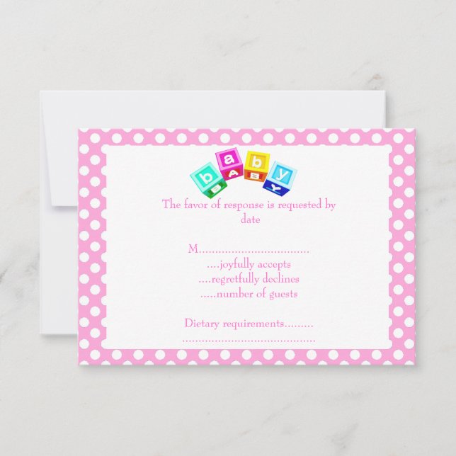 Cartão RSVP blocos de bolinhas azul bebê (Frente)