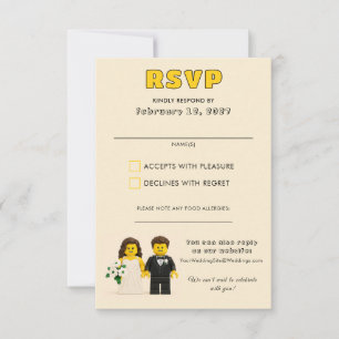Cartão RSVP Blocos de Construção Clássicos Casamento