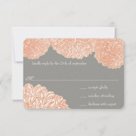 Cartão RSVP Blooming Dahlia Peach Coral Wedding