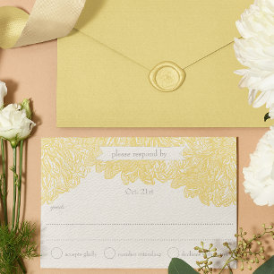 Cartão RSVP Blooming Dahlia Yellow Iris Wedding