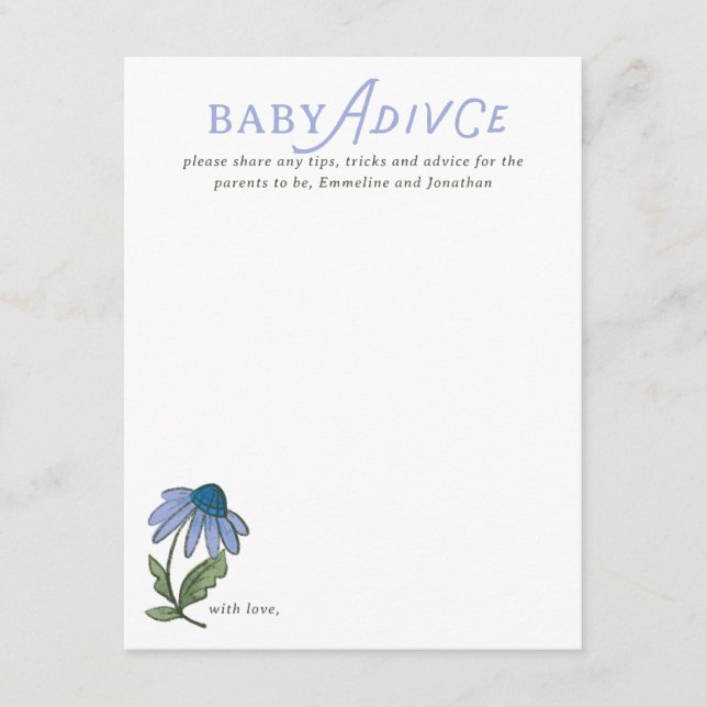 Cartão RSVP Blue and Green Country Floral Baby Shower Advice (Frente)