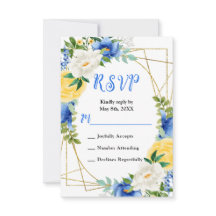 Blue and Yellow Flowers with Foliage Wedding