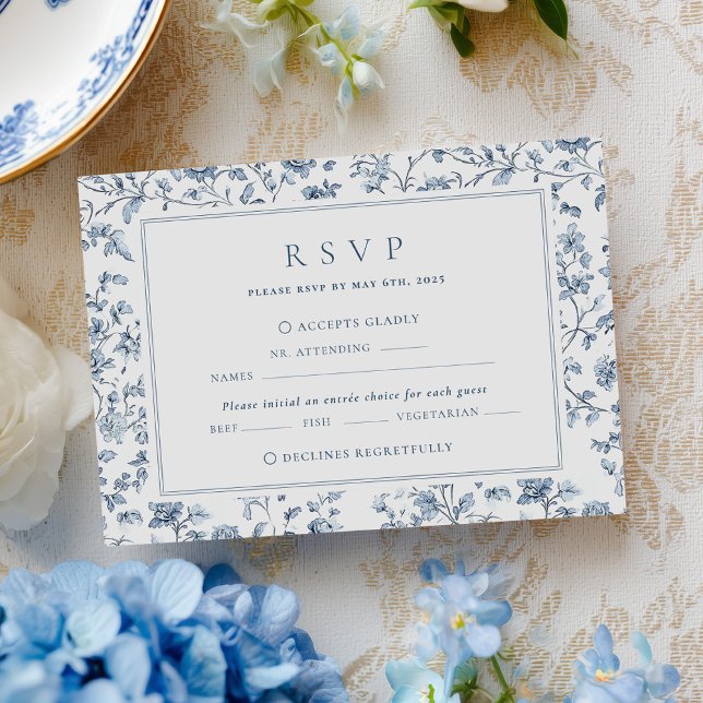 Cartão RSVP Blue Chinoiserie Wedding (Criador carregado)