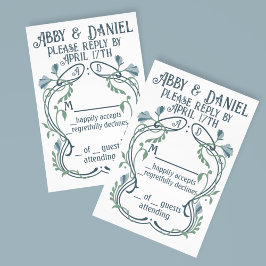 Cartão RSVP Blue-Green Art Nouveau