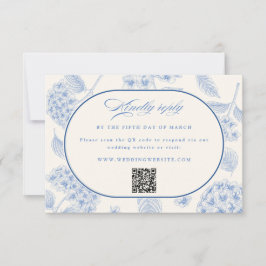 Cartão RSVP Blue Hydrangea Vintage Wedding 