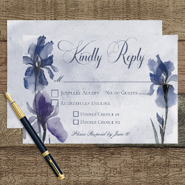 Cartão RSVP Blue Iris Flowers Blue Modern Response Card