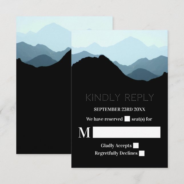 Cartão RSVP Blue Mountain Range, Casamento Russo (Frente/Verso)