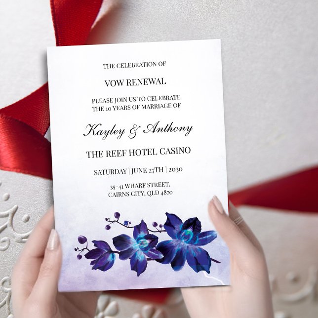 Cartão RSVP Blue Orchid Tropical Vow Renewal (Criador carregado)
