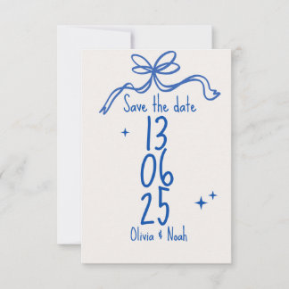 Cartão RSVP Blue Ribbon Save the Date Card