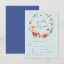Blue Watercolor Wildflower Wreath Casamento Floral