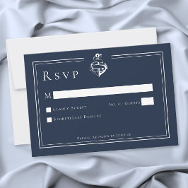 Cartão RSVP Blue White Minimal Nautical Anchor Coastal Wedding