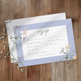 Cartão RSVP Blue Wildflower Garden Elegant Wedding