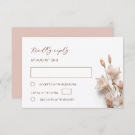 Cartão RSVP Blush 3D Boho Flowers Wedding